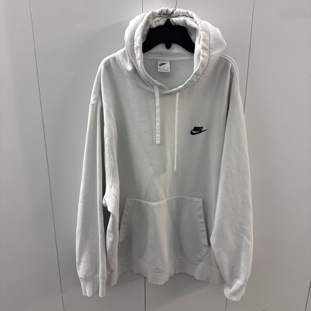Nike Club Hoodie Sweatshirt Size XXL CREAM OFF WHITE W BLACK Swoosh